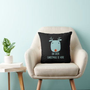 Funny Rudolph the Red-Nosed Reindeer Christmas Throw Pillow