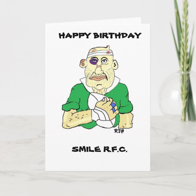 FUNNY RUGBY BIRTHDAY CARD (Front)