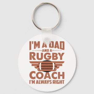 Funny Rugby Dad and Rugby Coach Keychain