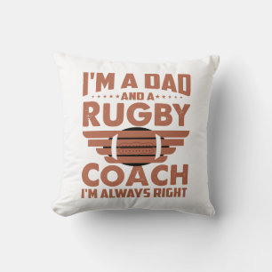Funny Rugby Dad and Rugby Coach Throw Pillow