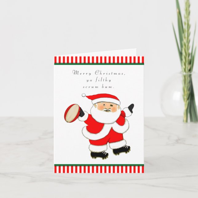 Funny Rugby Holiday Card (Front)