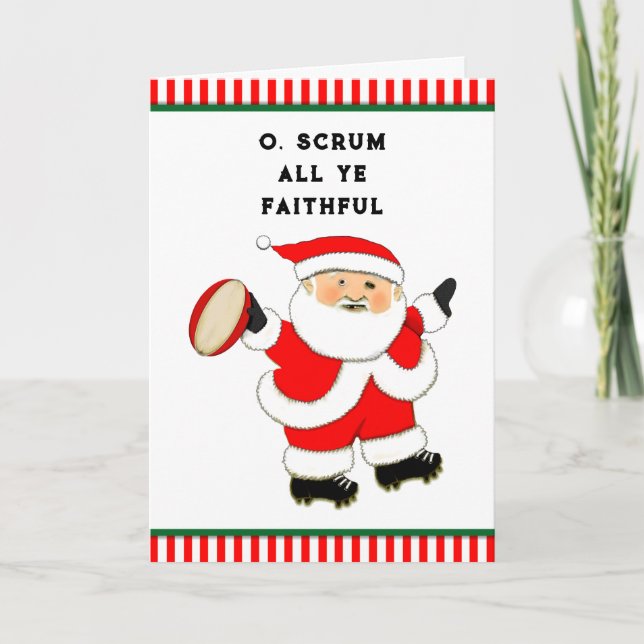 Funny Rugby Holiday Card (Front)