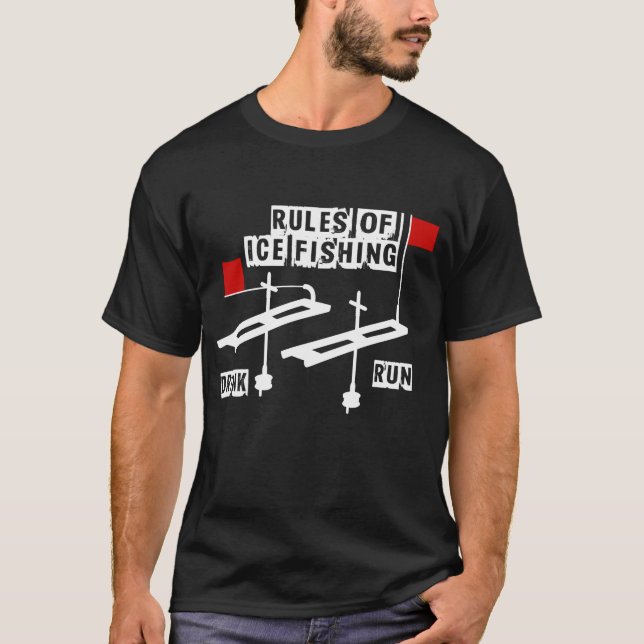 Funny Rules of Ice Fishing Drinking T-Shirt (Front)