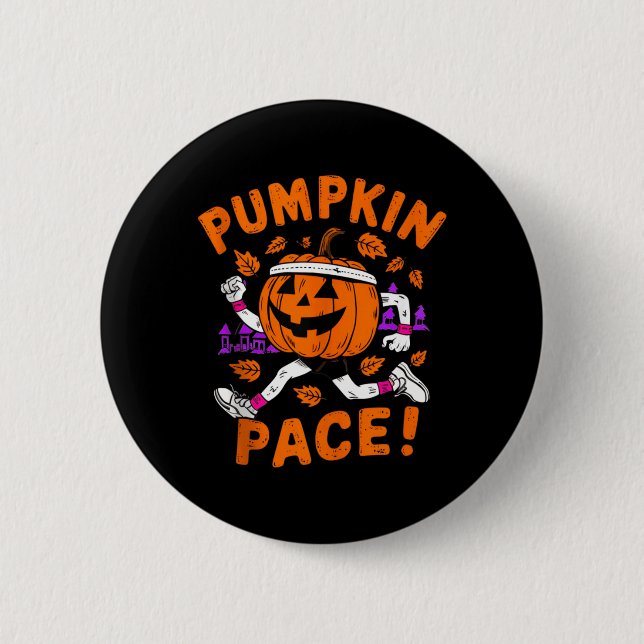Funny Runner Costume Halloween Pumpkin Running 2 Inch Round Button (Front)