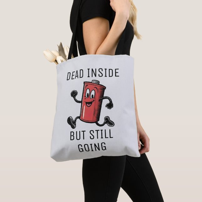 Funny Running Battery  Tote Bag (Close Up)