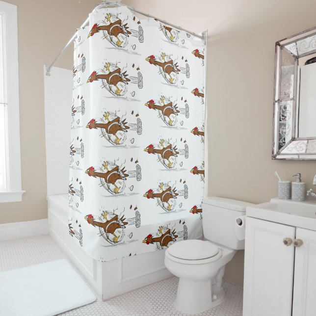 Funny running cool chicken cartoon illustration (In Situ)