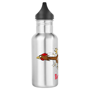 Funny running cool chicken cartoon illustration 532 ml water bottle