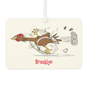 Funny running cool chicken cartoon illustration air freshener