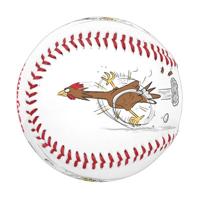 Funny running cool chicken cartoon illustration baseball (Front Left)