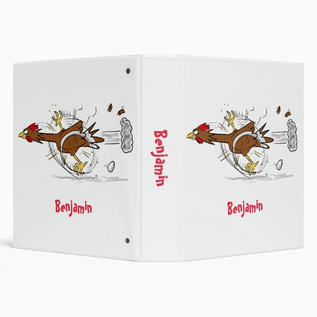 Funny running cool chicken cartoon illustration binder (Background)