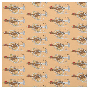 Funny running cool chicken cartoon illustration fabric