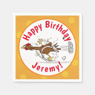 Funny running cool chicken cartoon illustration na napkin