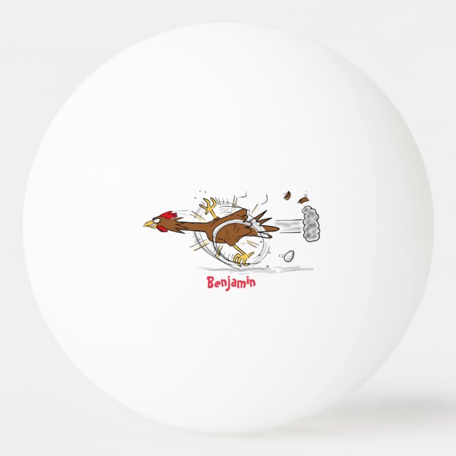 Funny running cool chicken cartoon illustration ping pong ball (Front)