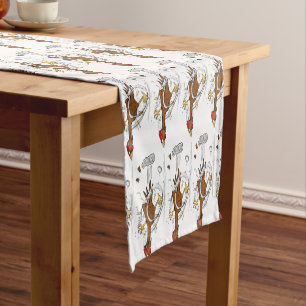 Funny running cool chicken cartoon illustration short table runner