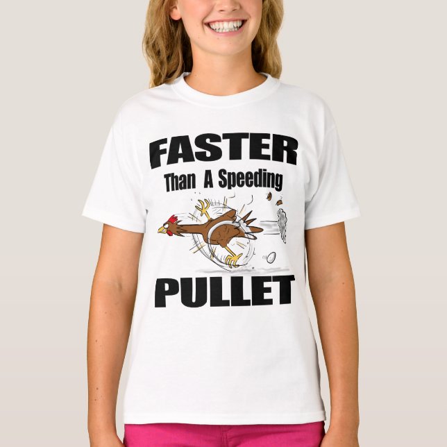 Funny running cool chicken cartoon illustration T-Shirt (Front)