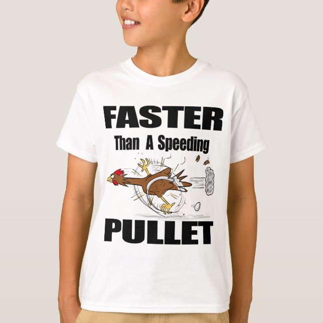 Funny running cool chicken cartoon illustration T-Shirt (Front)