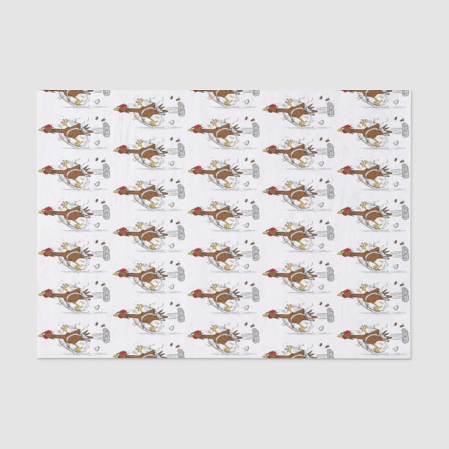 Funny running cool chicken cartoon illustration tissue paper (Front)