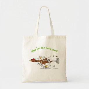Funny running cool chicken cartoon tote bag