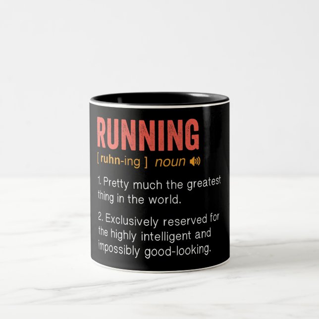 Funny Running Definition Two-Tone Coffee Mug (Center)