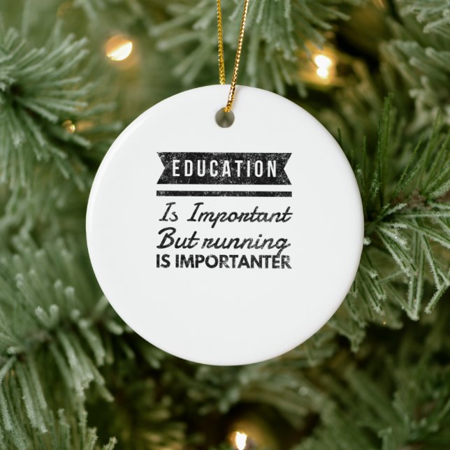 Funny running distressed ceramic ornament (Tree)