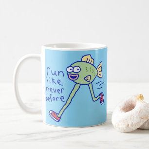 Funny Running Fish With Legs Coffee Mug