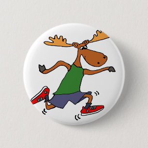 Funny Running Moose cartoon 2 Inch Round Button