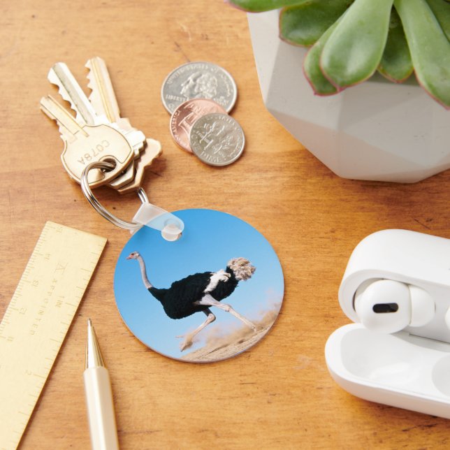 Funny Running Ostrich Photo Keychain (Desk)