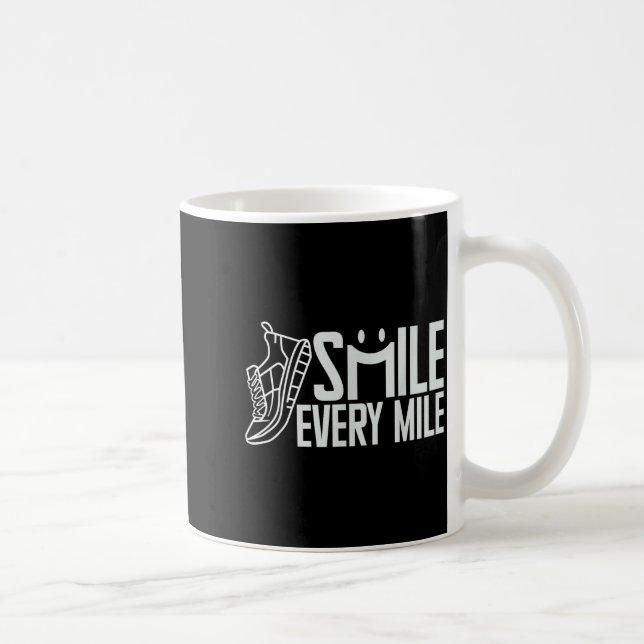 Funny Running Runner Smile Every Mile Cool Graphic Coffee Mug (Right)