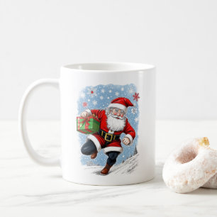 Funny Running Santa Claus Coffee Mug