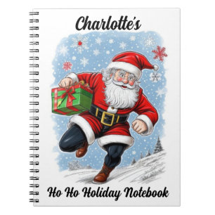 Funny Running Santa Claus Personalized Notebook