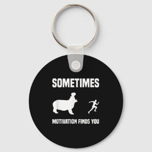 Funny Running Shirt Sport Runner Hippo Motivation Keychain