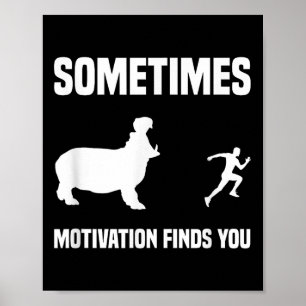 Funny Running Shirt Sport Runner Hippo Motivation  Poster