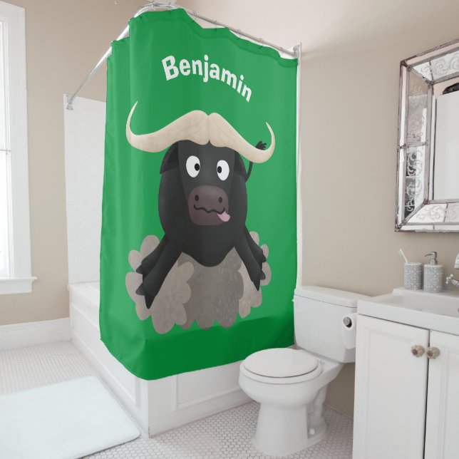 Funny running water buffalo cartoon (In Situ)