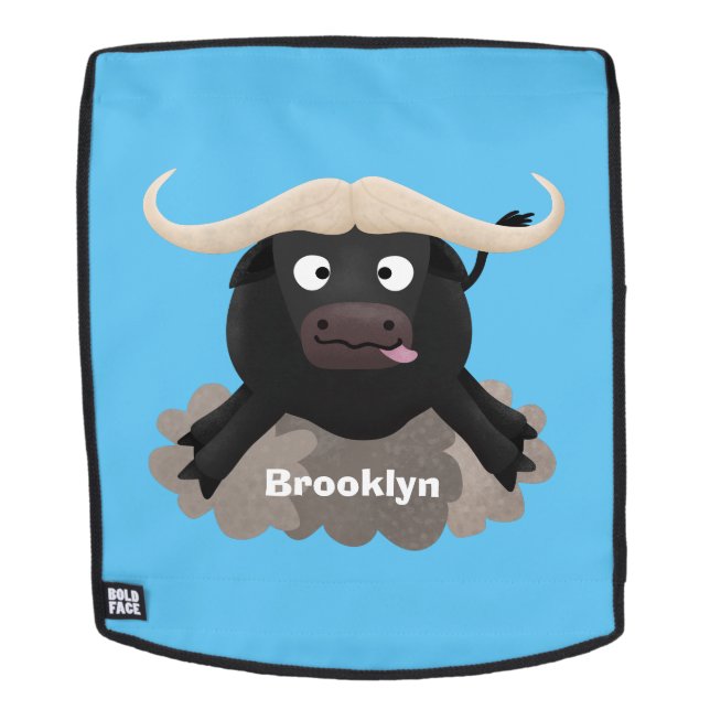 Funny running water buffalo cartoon backpack (Removable Face)