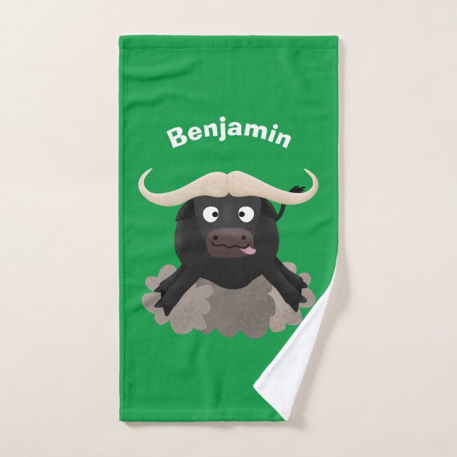 Funny running water buffalo cartoon bath towel set (Hand Towel)