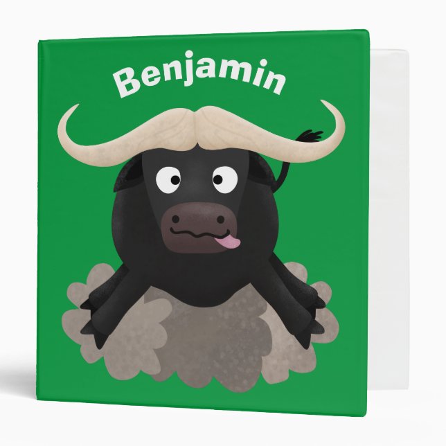 Funny running water buffalo cartoon binder (Front/Inside)