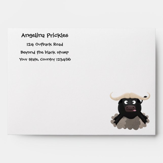 Funny running water buffalo cartoon envelope (Front)