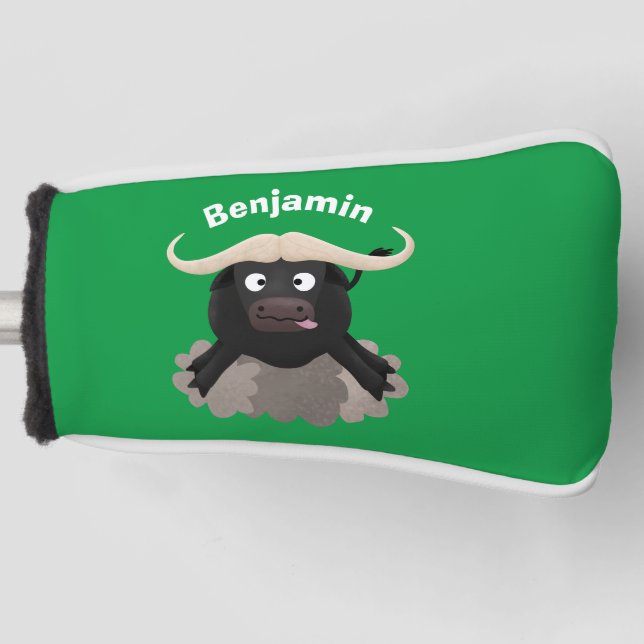 Funny running water buffalo cartoon golf head cover (Front)