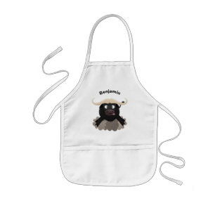 Funny running water buffalo cartoon kids apron