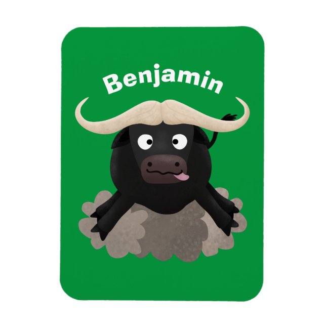 Funny running water buffalo cartoon magnet (Vertical)