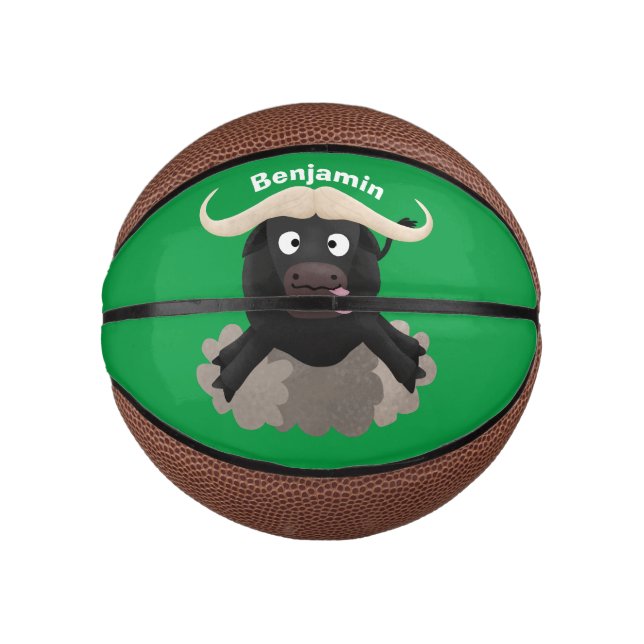 Funny running water buffalo cartoon mini basketball (Front)