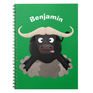 Funny running water buffalo cartoon notebook