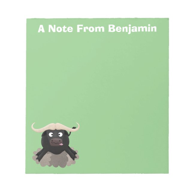 Funny running water buffalo cartoon notepad (Front)
