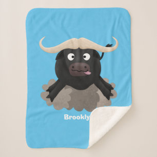 Funny running water buffalo cartoon sherpa blanket