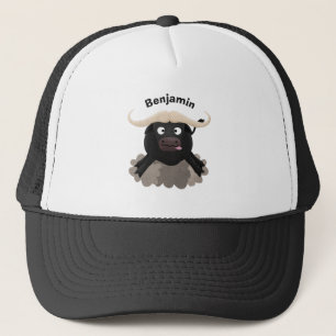 Funny running water buffalo cartoon trucker hat