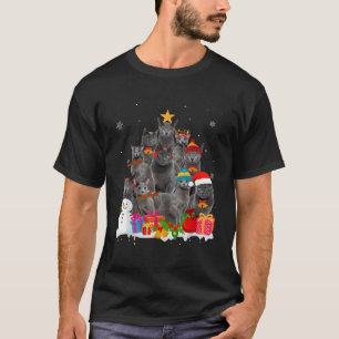 Funny Russian Blue Christmas Tree Pet Cat Lover Xm T-Shirt