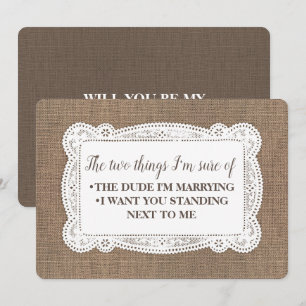 Funny Rustic Bridesmaid / Maid of Honour Proposal Invitation