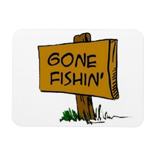 Funny Rustic Fun Gone Fishin Expressions Logo Magnet