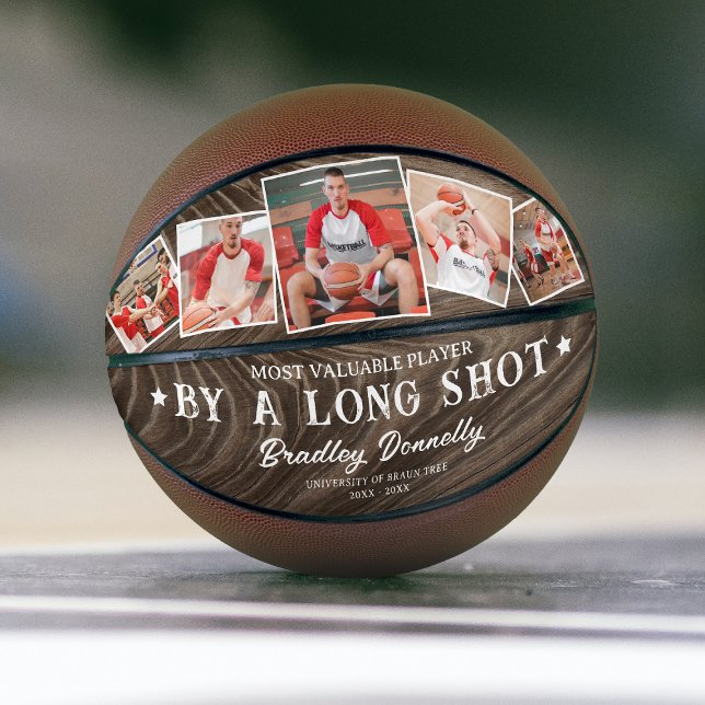 Funny Rustic “MVP by a Long Shot” Photo Basketball (Creator Uploaded)