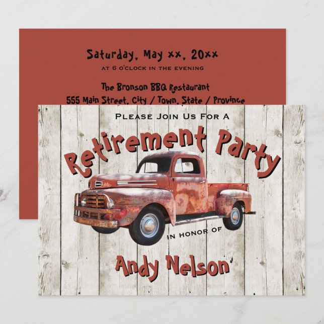 Funny Rustic Retirement Party Invitation (Front/Back)